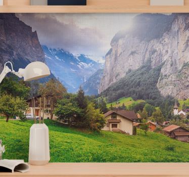 Papel mural paisajes escena del valle montañoso - TenVinilo