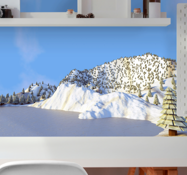 Papel mural paisajes escena invernal de montañas - TenVinilo