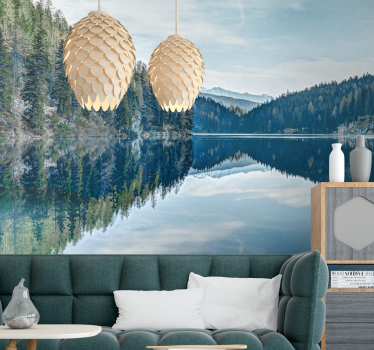 Papel mural paisajes espejo de montañas serenas - TenVinilo