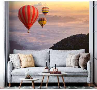 Papel mural paisajes globos en el aire - TenVinilo