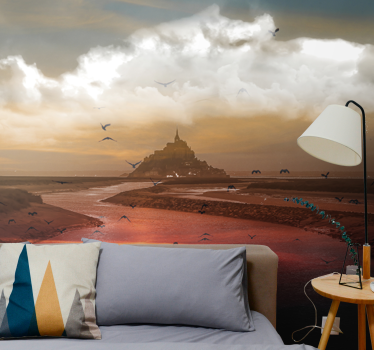 Papel mural paisajes inspirado en mont saint michel - TenVinilo
