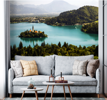 Papel mural paisajes isla del lago bled - TenVinilo