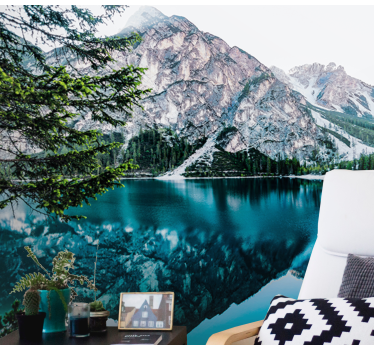 Papel mural paisajes lago de la reflexión montañosa - TenVinilo
