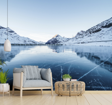 Papel mural paisajes lago de montaña nevado - TenVinilo