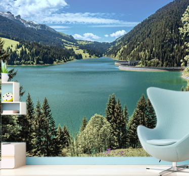 Papel mural paisajes lago de montaña tranquilo - TenVinilo