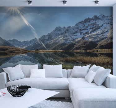 Papel mural paisajes majestuoso reflejo de la montaña - TenVinilo