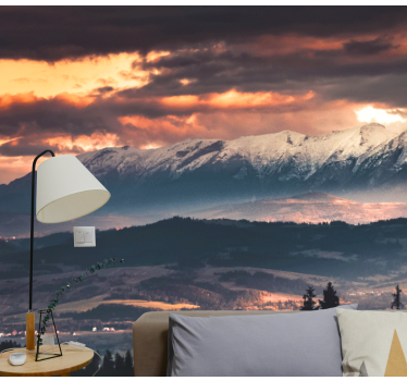 Papel mural montaña majestuosos picos nevados - TenVinilo