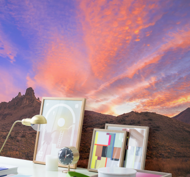 Papel mural paisajes montaña majestuosa al atardecer - TenVinilo