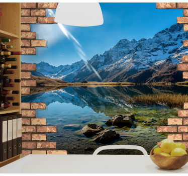 Papel mural paisajes montañas y reflejo - TenVinilo