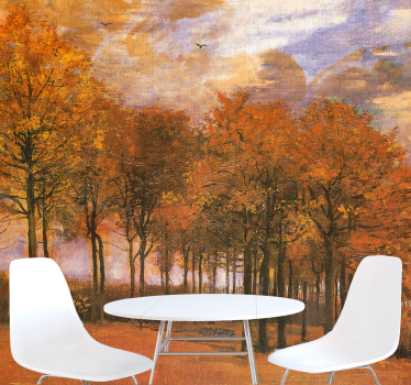 Papel mural paisajes paisaje de bosque en otoño - TenVinilo