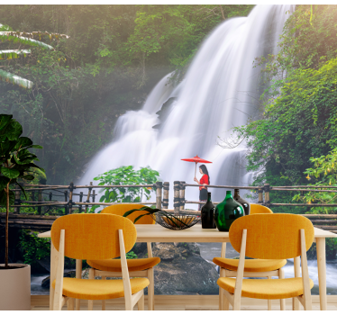 Papel mural paisajes paisaje de cascada serena - TenVinilo