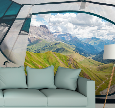 Papel mural paisajes paisaje montañoso verde - TenVinilo