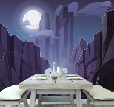 Papel mural paisajes paisaje rocoso iluminado por la luna - TenVinilo