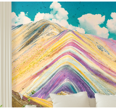 Papel mural paisajes picos de montañas coloridas - TenVinilo