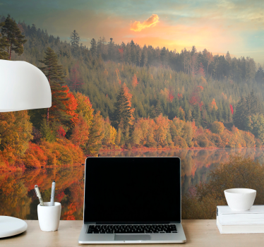 Papel mural paisajes reflejo serene de otoño - TenVinilo