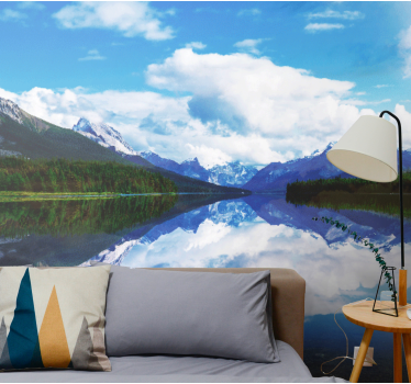 Papel mural paisajes reflexión tranquila en la montaña - TenVinilo