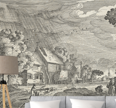 Papel mural paisajes representación rural - TenVinilo