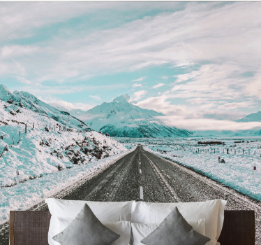 Papel mural paisajes sendero helado de montaña - TenVinilo