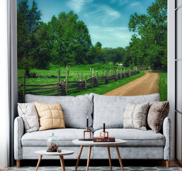 Papel mural paisajes sendero verde vibrante - TenVinilo