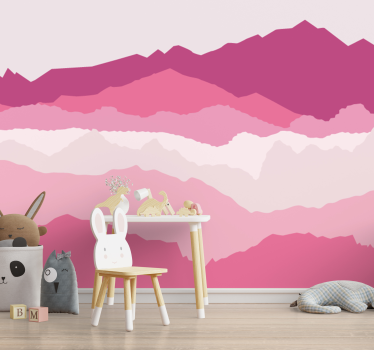 Papel mural paisajes silueta de capa de montaña - TenVinilo