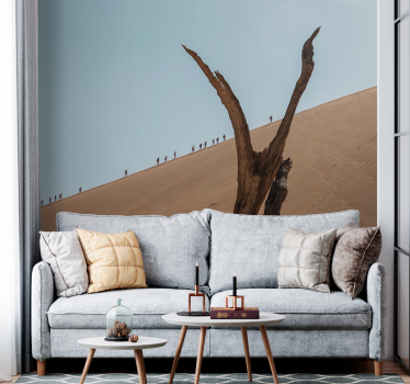 Mural desierto silueta de excursionistas en las dunas - TenVinilo