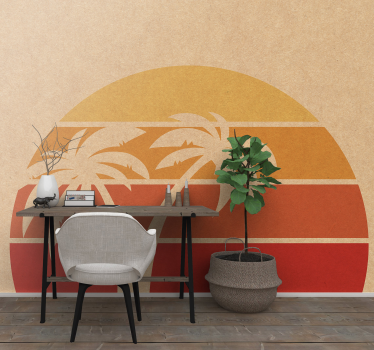 Papel mural paisajes silueta de palmera al atardecer - TenVinilo