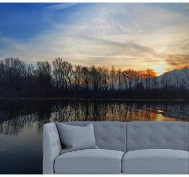 Papel mural paisajes tranquilo atardecer en el lago - TenVinilo
