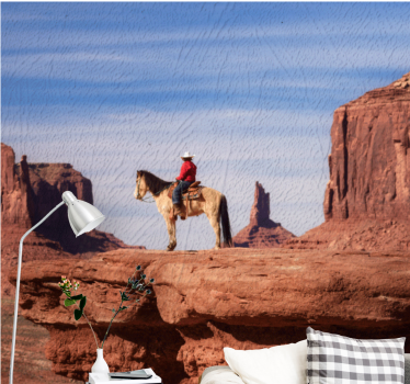 Papel mural paisajes vaquero montando a caballo - TenVinilo
