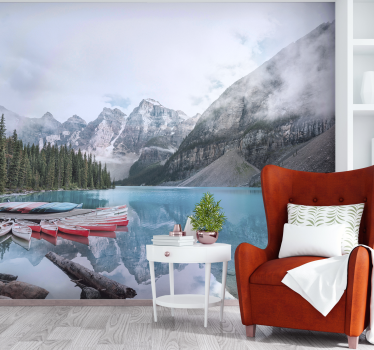 Papel mural paisajes vista a la montaña junto al lago - TenVinilo