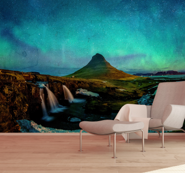 Papel mural paisajes vista de auroras boreales - TenVinilo