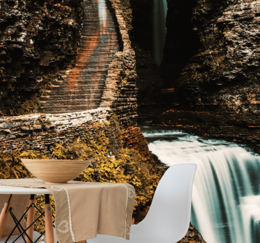 Papel mural paisajes vista de cascada fluida - TenVinilo