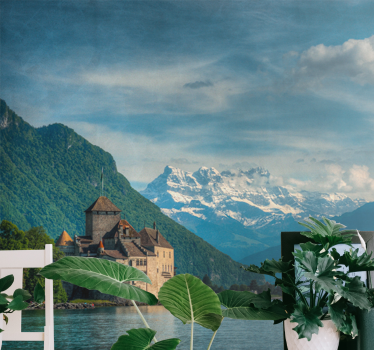 Papel mural paisajes vista de castillo montañoso - TenVinilo