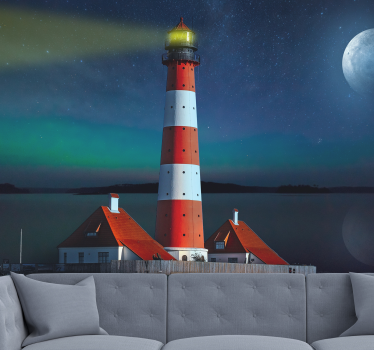 Papel mural paisajes vista nocturna del faro - TenVinilo