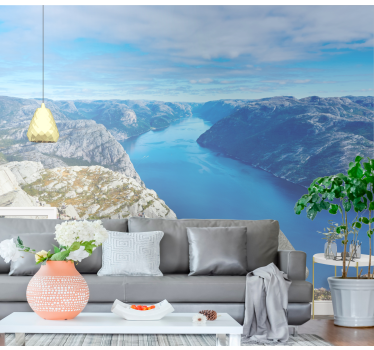 Papel mural paisajes vista panorámica del fiordo - TenVinilo