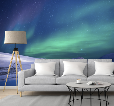 Papel mural cielo aurora boreal colorida - TenVinilo