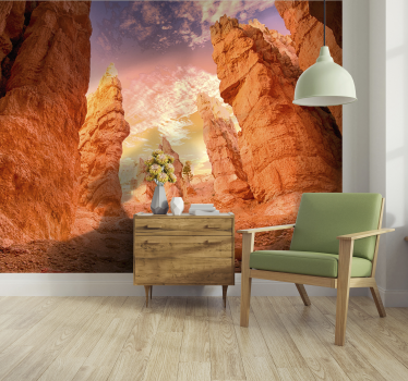 Papel mural pared de naturaleza Cañón de rosas - TenVinilo