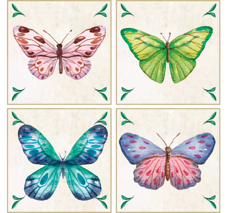 Posavasos vintage azulejos de mariposas - TenVinilo