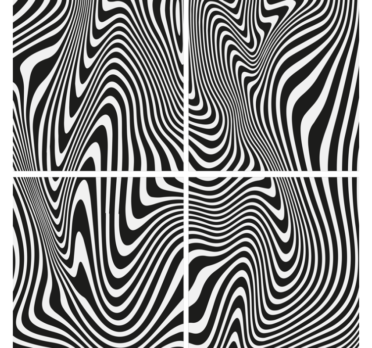 Posavasos patrón ondulado blanco y negro - TenVinilo