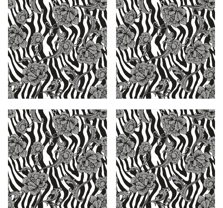 Posavasos patrón floral de cebra - TenVinilo