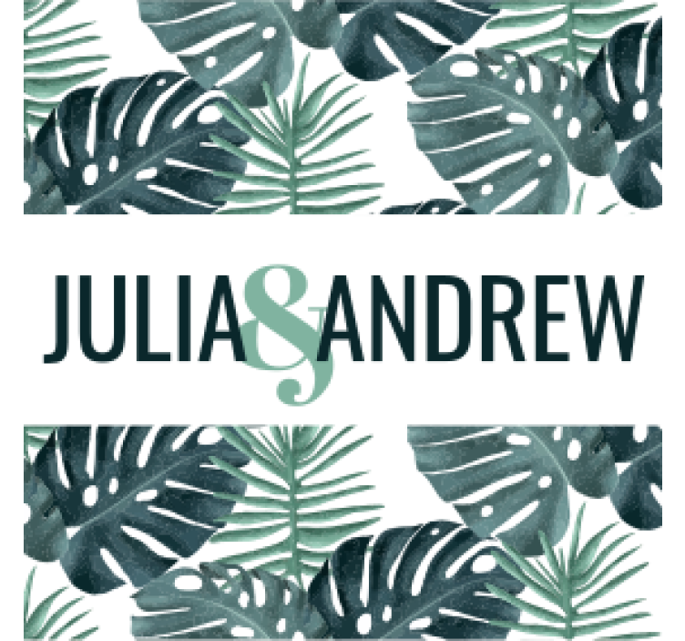 Posavasos boda patrón de hojas tropicales - TenVinilo