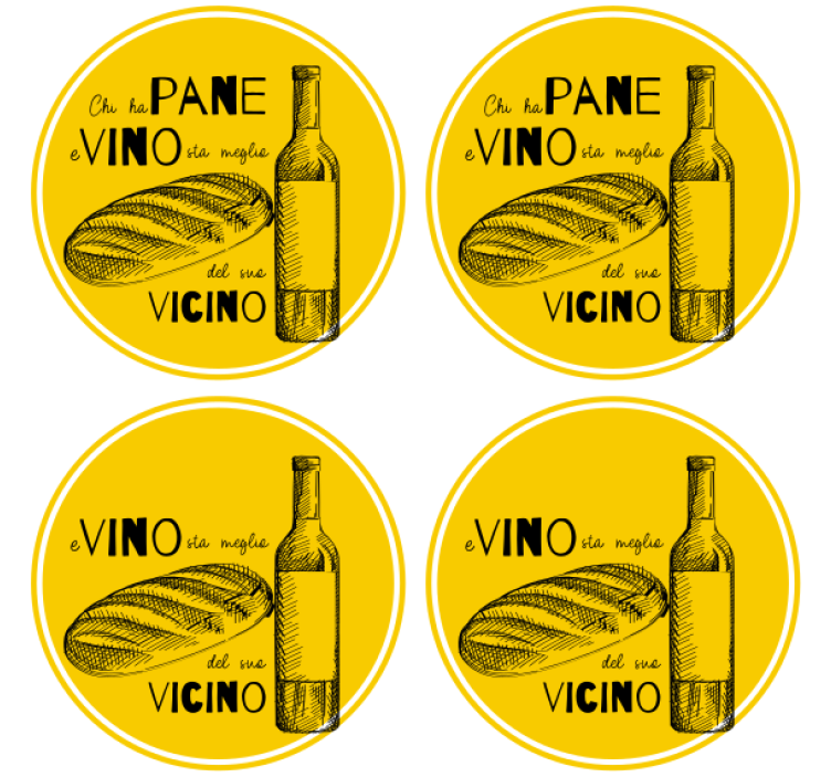 Posavasos personalizable botella de vino y pan - TenVinilo