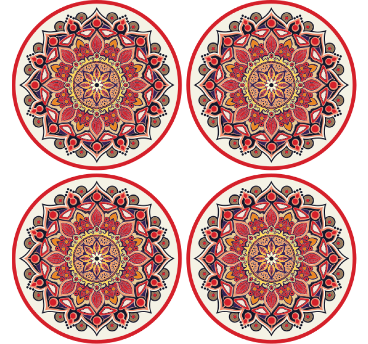 Posavasos de paisley mandala de tonos rojos - TenVinilo
