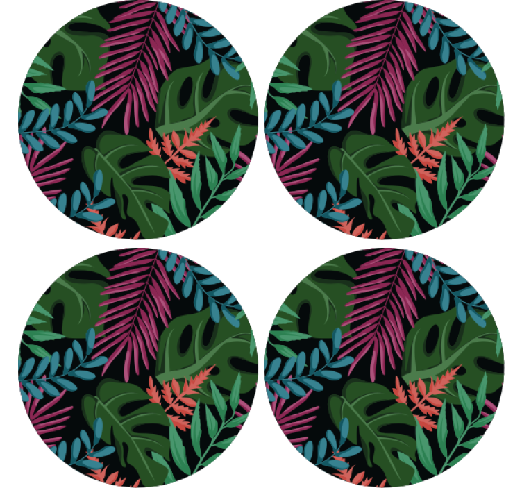 Posavasos patrones de hojas tropicales - TenVinilo