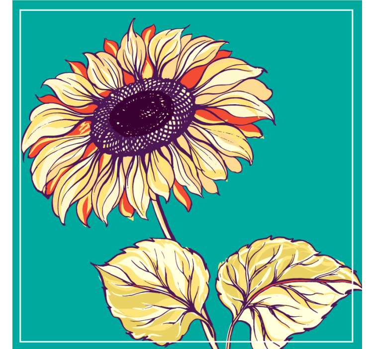 Posavasos cerveza ilustración girasol vibrante - TenVinilo