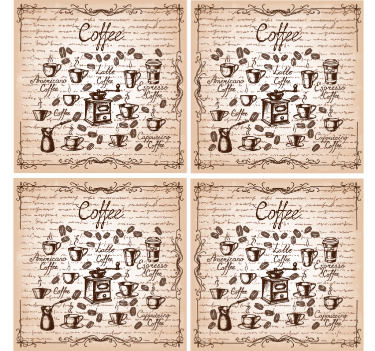 Posavasos personalizable ilustración de tipos de café - TenVinilo