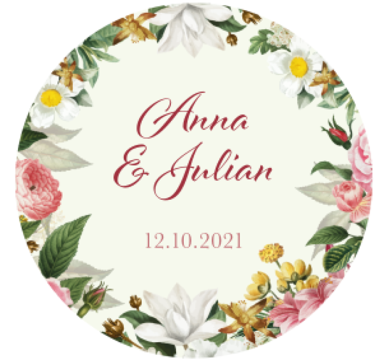 Posavasos boda floral personalizado con flores - TenVinilo