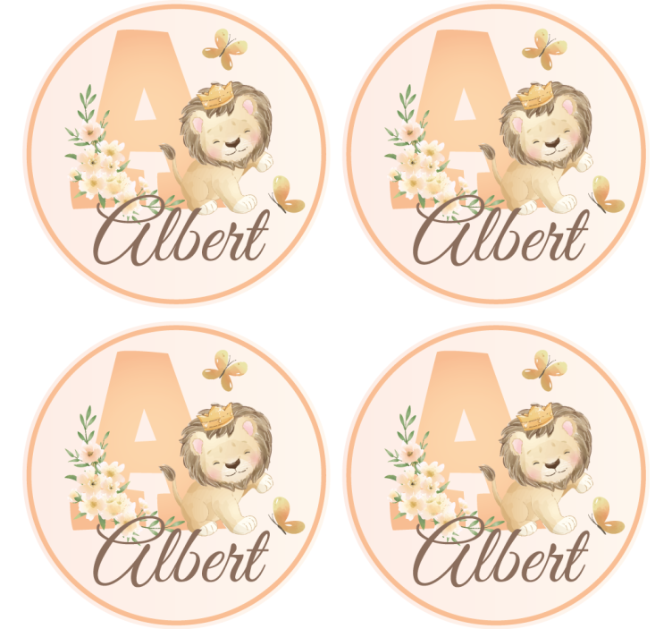 Posavasos personalizable diseño de león juguetón - TenVinilo
