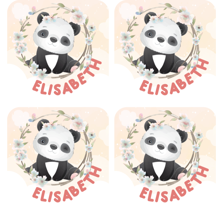 Posavasos personalizable panda con acentos florales - TenVinilo