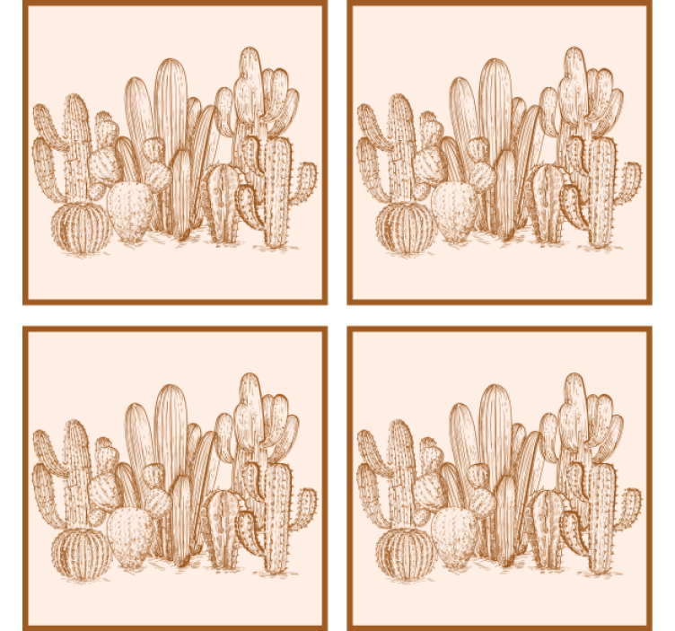 Posavasos ilustración de variedades de cactus - TenVinilo