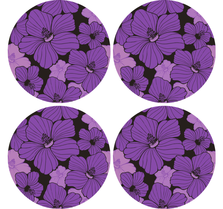 Posavasos patrón floral morado vibrante - TenVinilo
